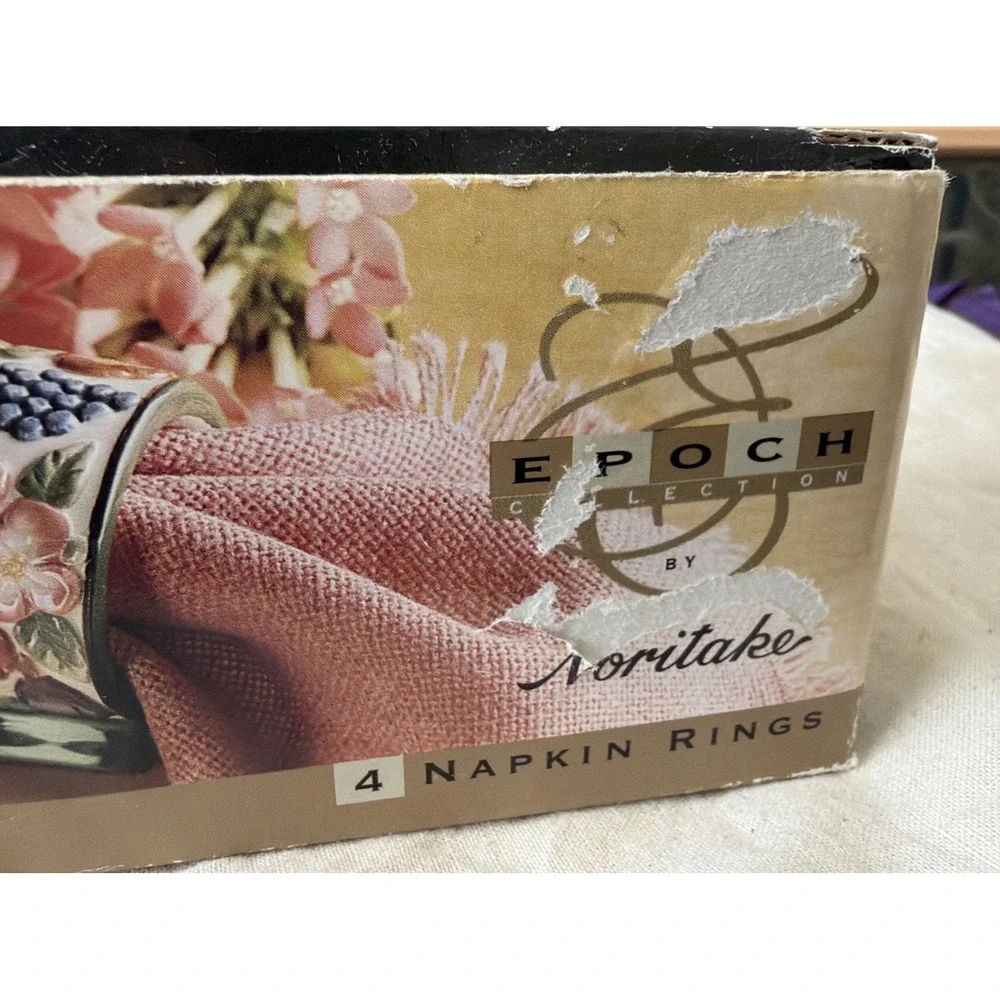 Noritake Napkins Rings Epoch Pattern E801, set of 4, Discontinued Pattern Retire